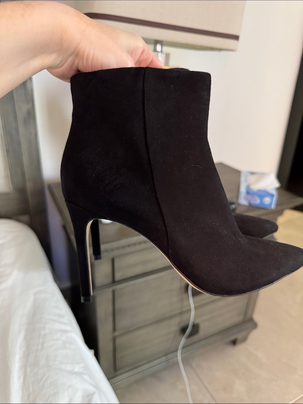 Gianni Bini Black Suede Pointed-Toe Stiletto Booties